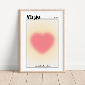 Virgo Aura Pink Zodiac Poster, Horoscope Art, Gradient Art, Astrology Art, Star Sign Print, Star Sign Wall Decor, DIGITAL PRINT image 1