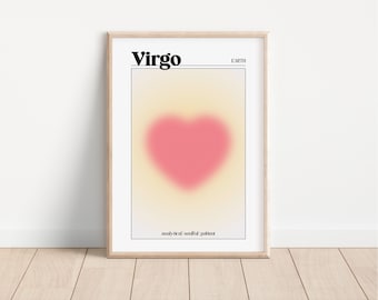 Virgo Aura Pink Zodiac Poster, Horoscope Art, Gradient Art, Astrology Art, Star Sign Print, Star Sign Wall Decor, DIGITAL PRINT