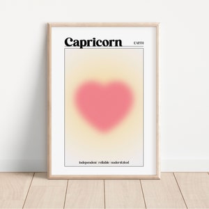 Steenbok Aura Pink Zodiac Poster, Horoscoop Art, Gradient Art, Astrologie Art, Star Sign Print, Star Sign Wall Decor, DIGITALE PRINT