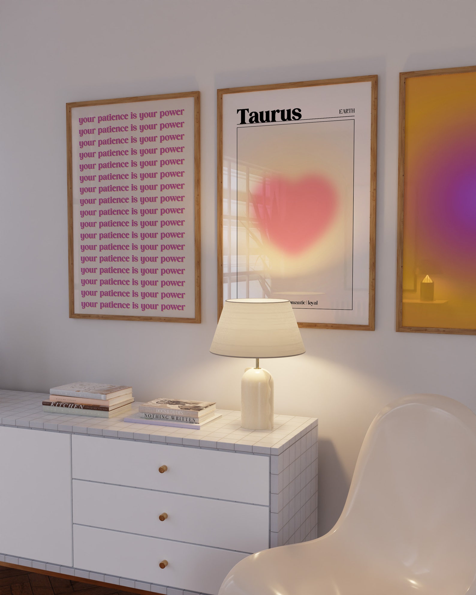 Taurus Aura Pink Zodiac Poster, Horoscope Art, Gradient Art, Astrology ...