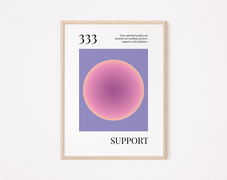 333 Angel Number Poster, Spiritual Poster, Gradient Print, Positive ...