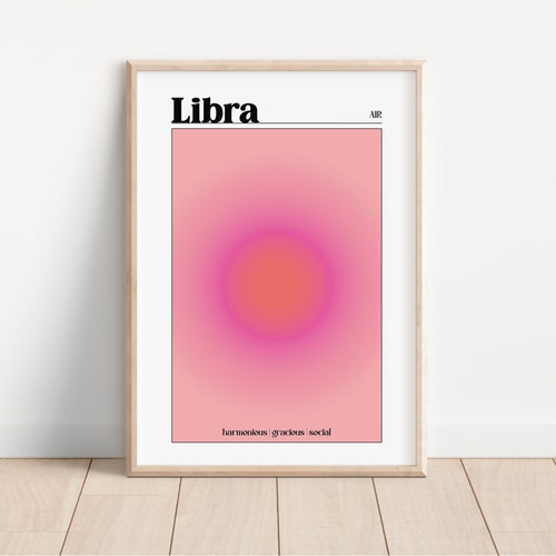 LIBRA Spiritual Wall Art Gradient Print Star Sign Art Aura - Etsy