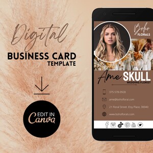 BIGLIETTO DA VISITA DIGITALE / Modello Canva creativo / Modifica e scarica
