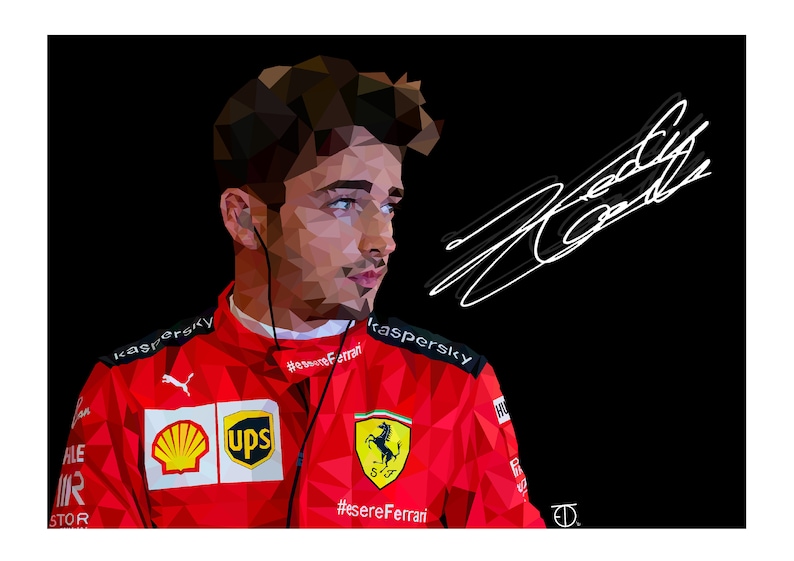 Charles Leclerc Portrait Drawing Ferrari - Etsy Ireland