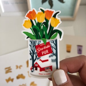 Chiffon- Ahornsirup-Vinyl-Aufkleber | Tulpenstrauß | Blumen Aufkleber | Laptop Aufkleber | Wetterfester Wasserflaschen-Aufkleber