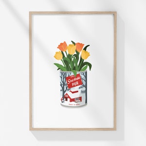 Bouquet de tulipes au sirop d'érable canadien Illustration Art Print | Art mural | Décoration intérieure | Art floral | Affiche imprimée de sirop d'érable du Québec