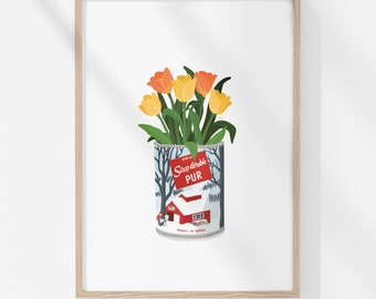 Maple Syrup Tulip Bouquet Art Print: Canadian Home Decor