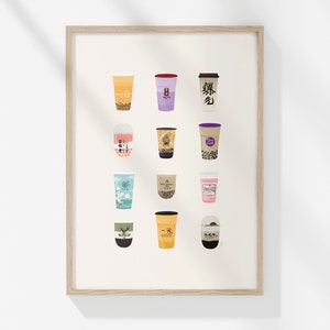 YVR Bubble Tea Illustration Art Print | Wall Art | Home Decor | Vancouver Bubble Tea Shops | Boba | Travel Print