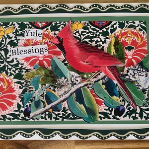 Yule Blessings  greeting card handcrafted 5”x7” Kraft envelope