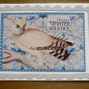 Happy winter solstice greeting card handcrafted 5”x7” Kraft envelope