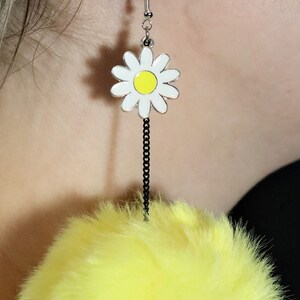 Pom Pom Earrings | Rave | Music Festival | Flower | Yellow Pom Earrings | Colorful Earrings | Pom Poms | Teacher Earring