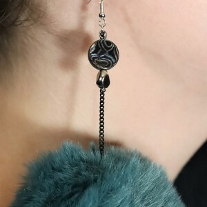 Pom Pom Earrings | Rave | Music Festival | Shell | Dark Blue Pom Earrings | Colorful Earrings | Pom Poms | Teacher Earring