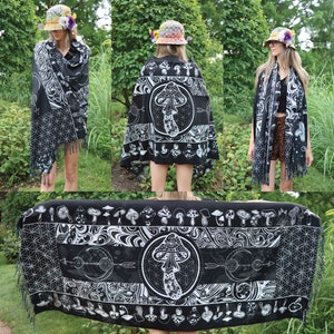 Châles champignons | Écharpe champignon | Trippy | Châle/écharpe de festival | Festival Pashmina | Châle de festival | Écharpe de festival | Fête du Pashmina