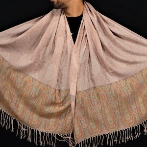Cream Leaf Paisley Pashmina | Scarf | Shawl | Rave | Unisex