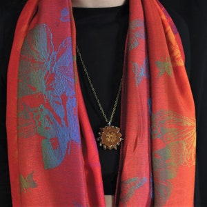 Rainbow &quot;Rose Butterfly&quot; Pashmina | Scarf | Shawl | Rave | Unisex