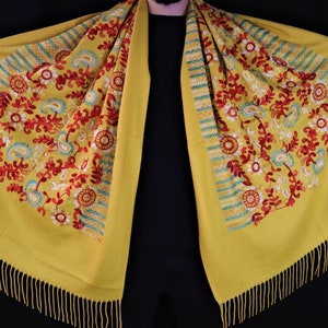 Sunshine Paisley Embroidered Scarf