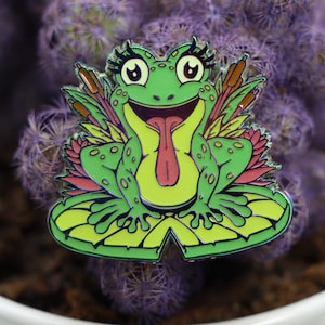 Happy Frog Lapel Pin | Water | Animal | Cute | Glow | Kids | Ocean | Pond