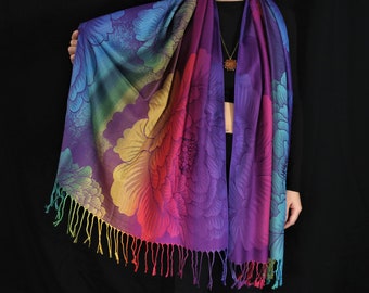 US SELLER-10pcs rainbow butterfly feather pashmina scarf Evening shawl Scarf