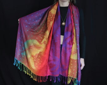 Rainbow "Feathers" Pashmina | Scarf | Shawl | Rave | Unisex