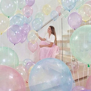 Crystal Clear Bubble Latex Balloon, Transparent Balloons, multi colours  12" Balloons for Baby Shower, Birthdays, Weddings