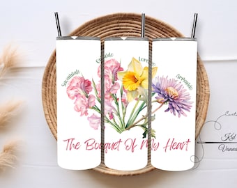 Personalized Birth Flower 20 Ounce Tumbler, Birth Flower Mother’s Day Gift, Gift for Grandmas, Gifts for her, Personalized Birth Flower Cup