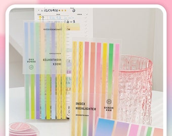 Pastel Color Long Index Sticky Tabs/ Slim Sticky Notes for Highlighting/ Reading Tabs/ Annotation Tabs/Bullet Journal/School Supplies