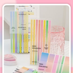 Pastel Color Long Index Sticky Tabs/ Slim Sticky Notes for Highlighting/ Reading Tabs/ Annotation Tabs/Bullet Journal/School Supplies Whole Set of 4