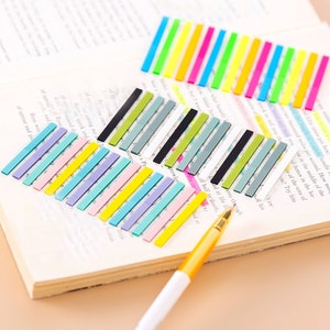 Thin Sticky Tabs/long Index Sticky Notes/reading Highlight Stickers/page  Flags/slim Annotation Tabs/transparent Book Tabs/ Journal Supply 