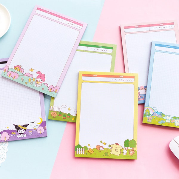 Cute Cartoon B5 Grid Notepad/ Cute Planner Pad/Big Memo Pad/ To Do List/Writing Pad/Desk Pad/Scrapbooking/ Kawaii School Supplies