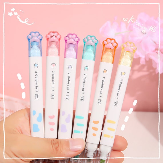 Marker Pens Cat Paw Highlighters Drawing Writing Stationery School Supplies  6Pcs