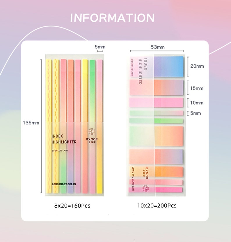 Pastel Color Long Index Sticky Tabs/ Slim Sticky Notes for Highlighting/ Reading Tabs/ Annotation Tabs/Bullet Journal/School Supplies image 4