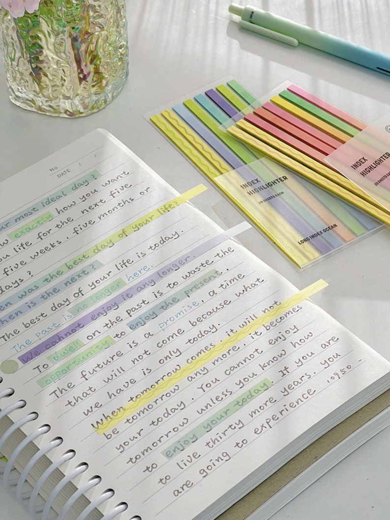 Pastel Color Long Index Sticky Tabs/ Slim Sticky Notes for Highlighting/ Reading Tabs/ Annotation Tabs/Bullet Journal/School Supplies image 3