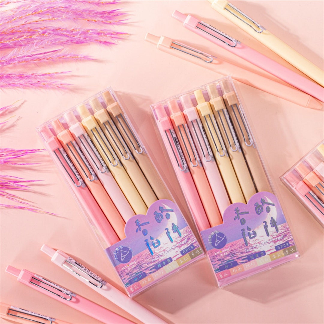 6pcs Aesthetic Gel Pen Pastel Color Planner Pen Set for Bullet Journal