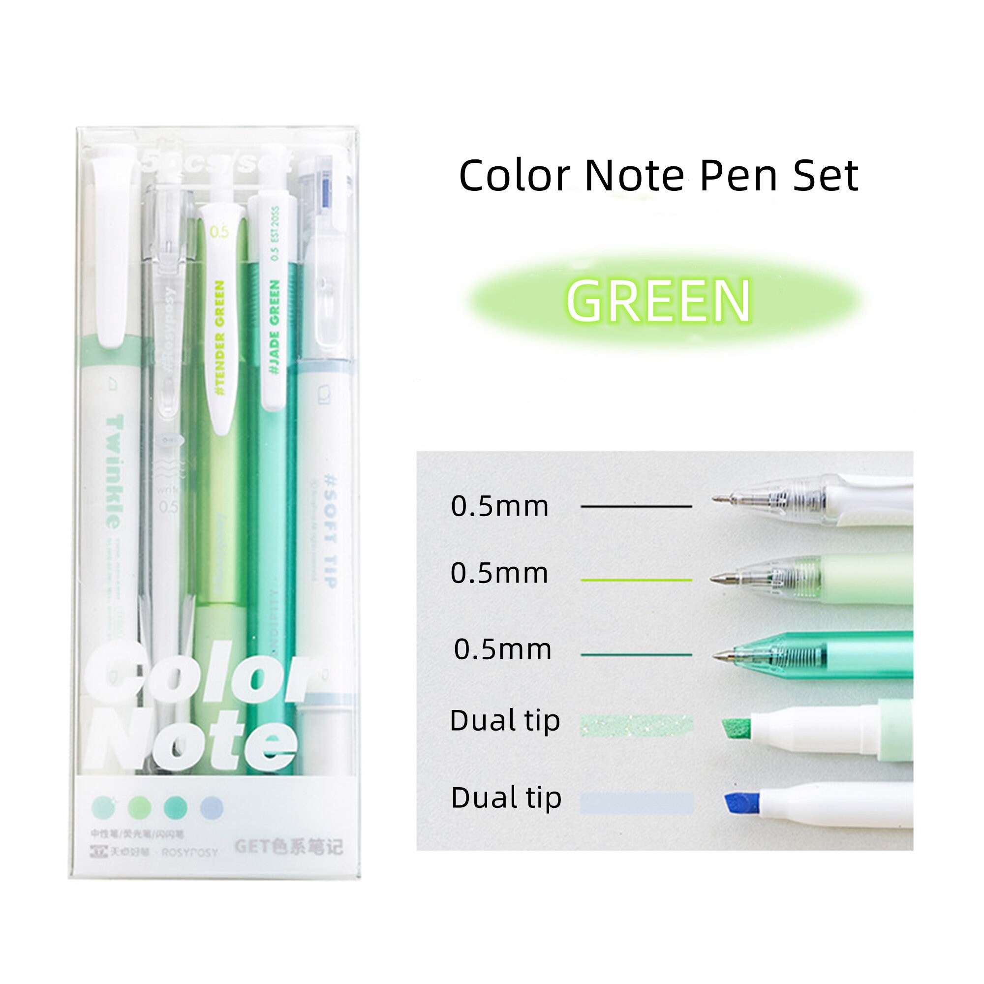 5pcs Vintage Color Ink Pens Set Quick-dry Highlight Writing 0.5mm Ballpoint  Pen Diary Drawing Marker Liner Art DIY School