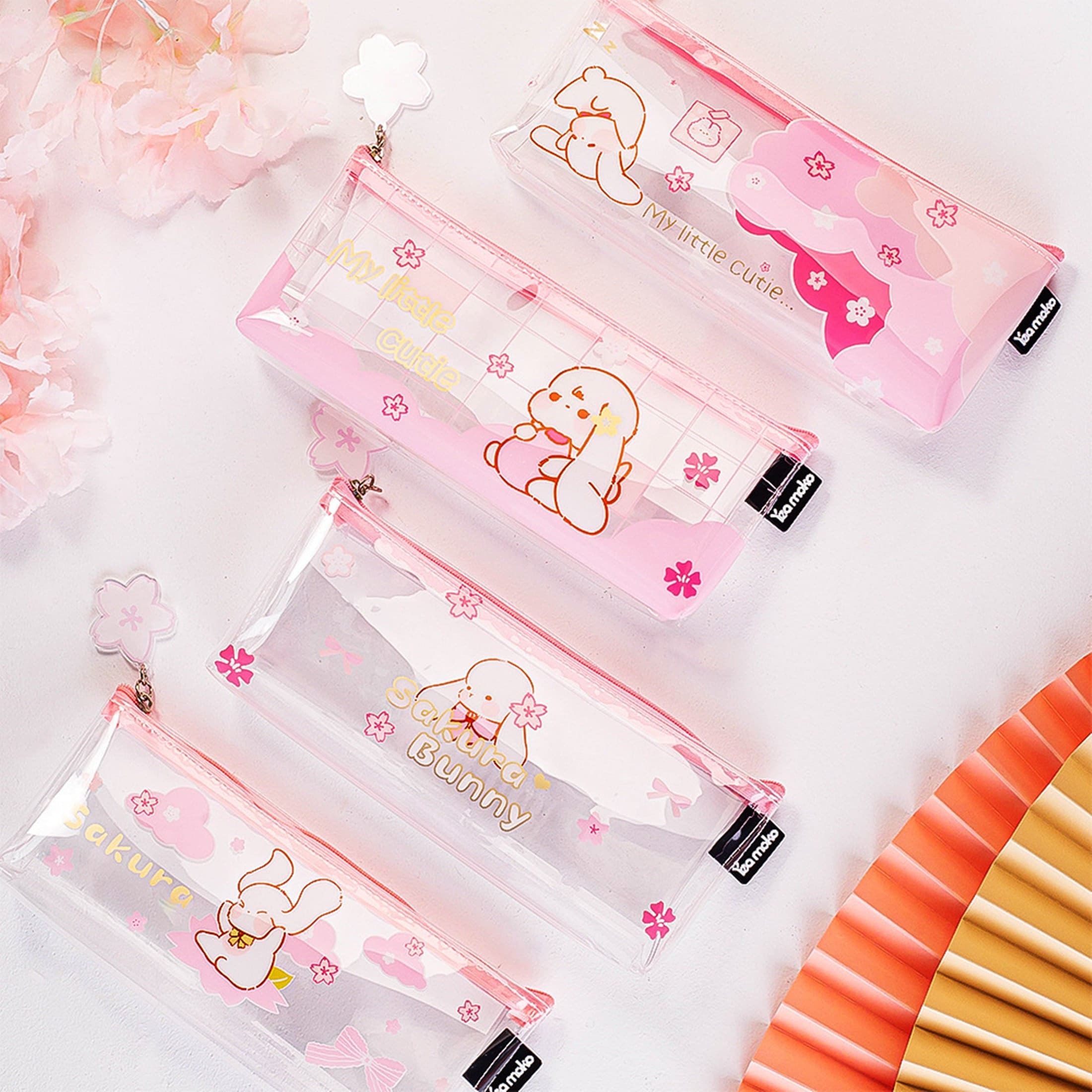 Kawaii Bunny Transparent Pencil Case, Sakura Clear Pencil Pouch, Cute  Makeup Bag, Stationery Bag - Etsy