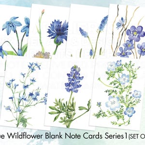 Blue Wildflower Blank Note Cards Series1 (set of 7)