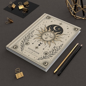 Celestial Sun & Moon Journal Hardcover Notebook | Lined Matte