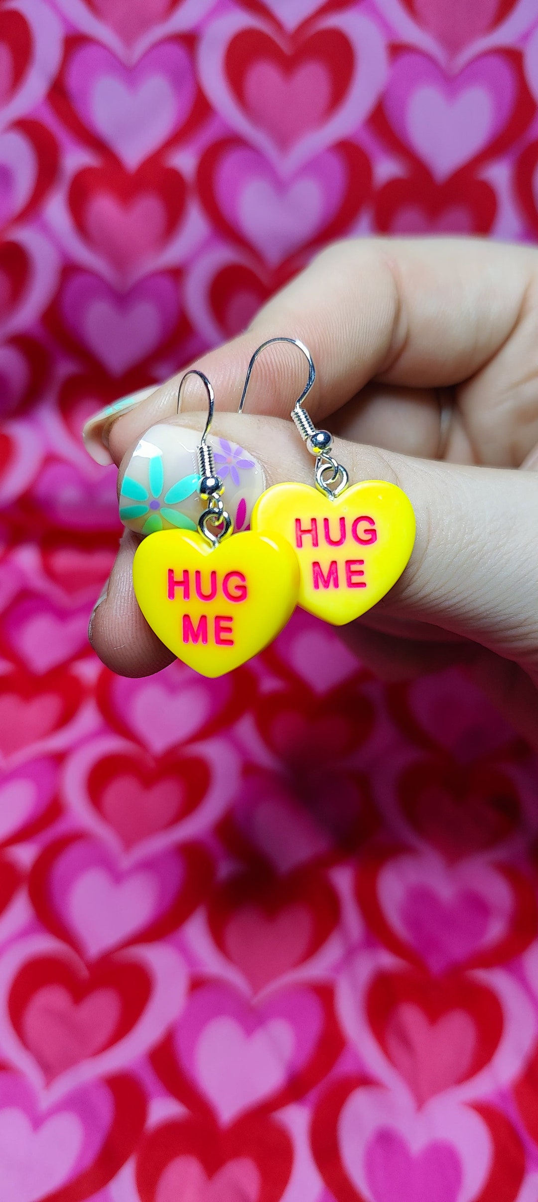 Conversation Heart Earrings Love Heart Sweet Cute Valentines Etsy