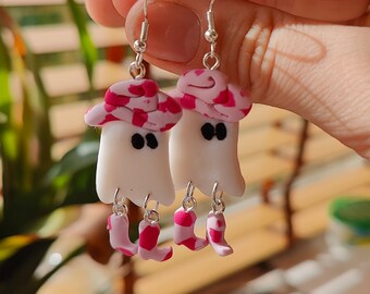 Cowboy Ghost Earrings with Boots | Spooky Halloween Ghosts Cowboys Western Funny Quirky Weird