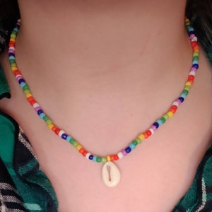 Handmade, Beaded, Shell, Pendant Necklace