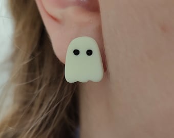 Glow in The Dark Ghost Stud Earrings | Handmade Polymer Clay