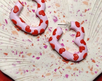 Valentines Day Heart Hoop Earrings