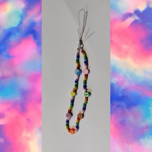 Rainbow Beaded Mobile Phone Strap