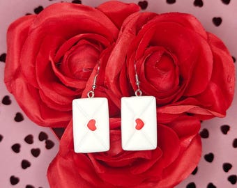 Handmade Polymer Clay Love Letter Earrings – Valentine's Gift