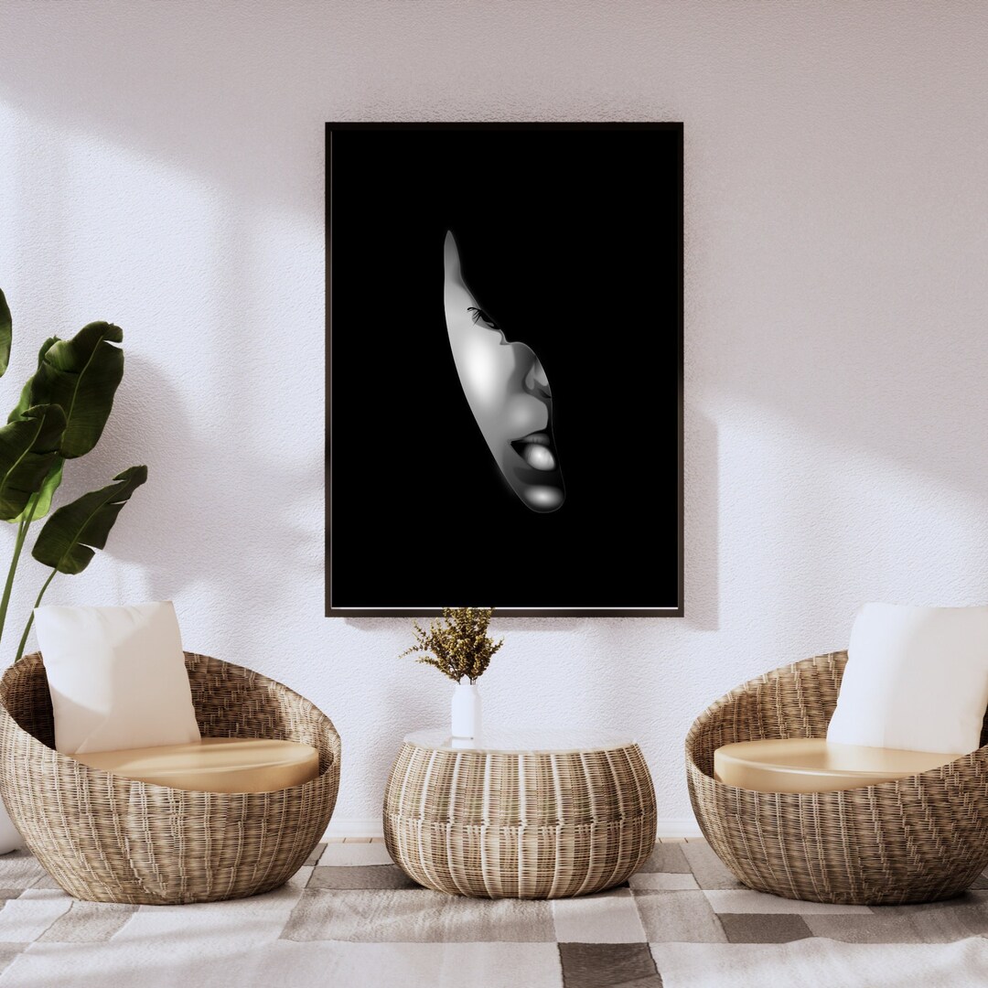 Woman Portrait Wall Art, Abstract Woman Wall Art, Black Woman Wall Art