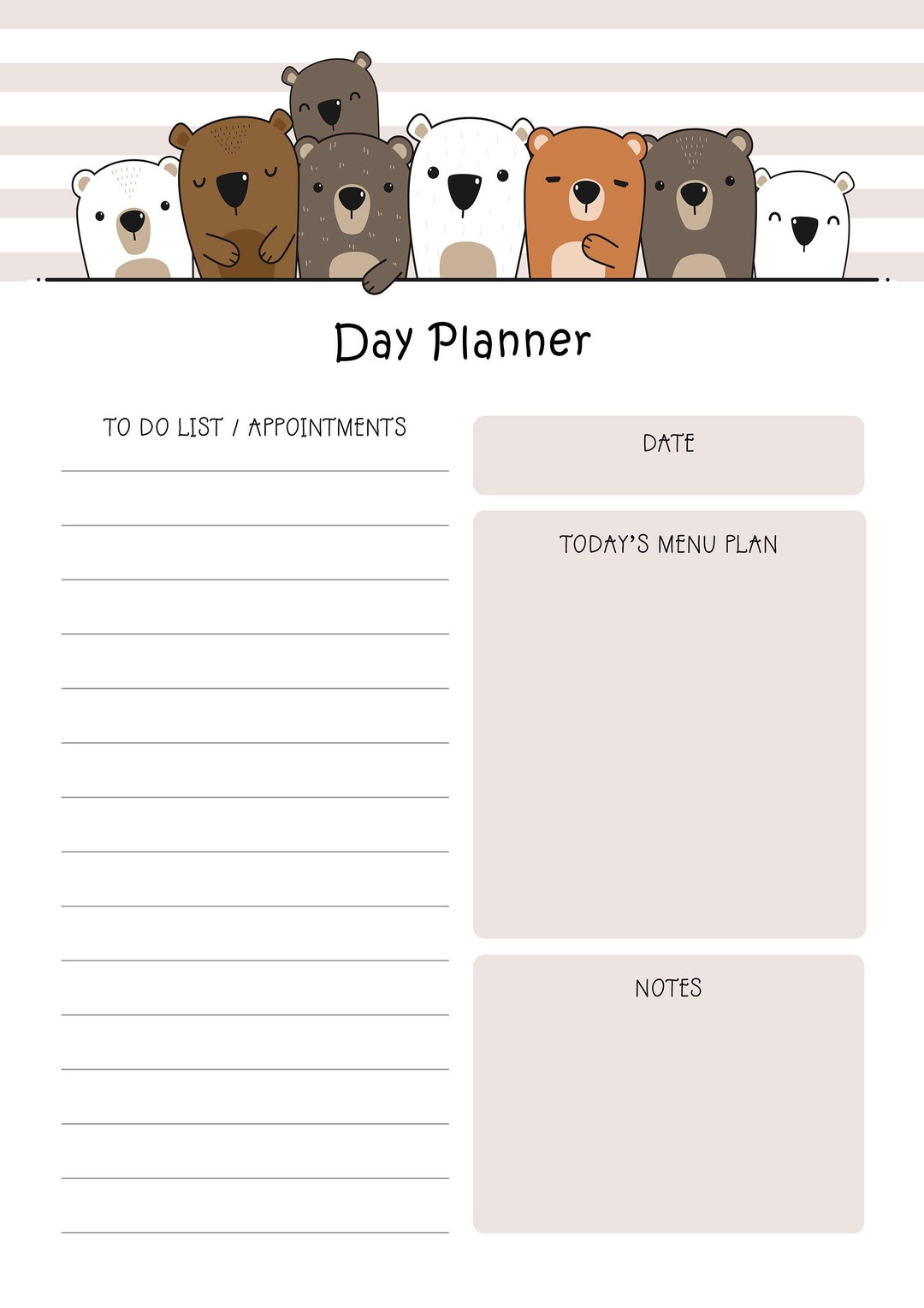 Daily, Weekly Planner, Cute Animal Planner, Digital Planner 2022