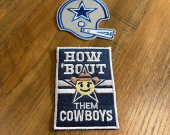 Dallas Texas Football How Bout Them Cowboys Embroidered Iron On Patches (2 Pack)