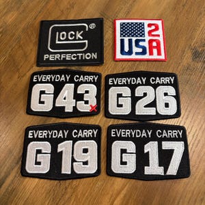 Glock Firearms USA 2A Flag Patches - G19 G26 G17 G43x Embroidered Iron On (6 Pack)
