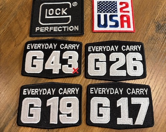 Glock Firearms USA 2A Flag Patches - G19 G26 G17 G43x Embroidered Iron On (6 Pack)