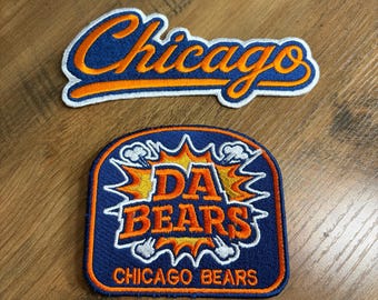 Retro Chicago Football Team Graffiti Souvenir Embroidered Patches Iron On (2 Pack)